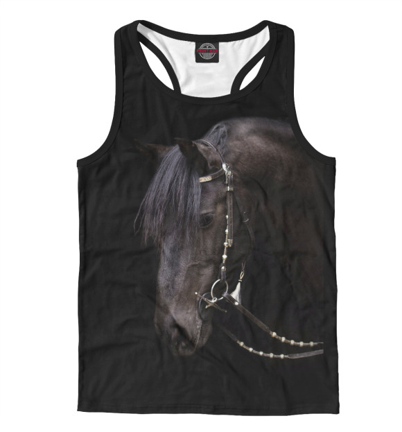 Мужская майка-борцовка с изображением Конь цвета Белый