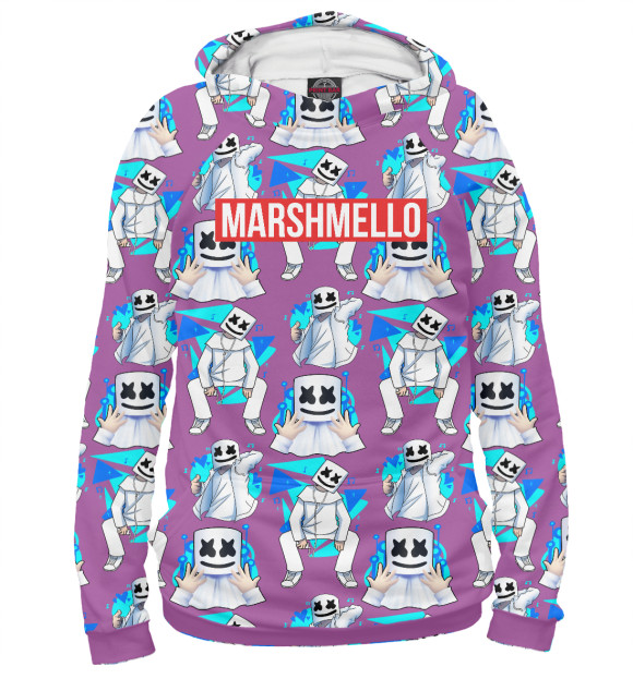 Женское худи с изображением Marshmello цвета Белый