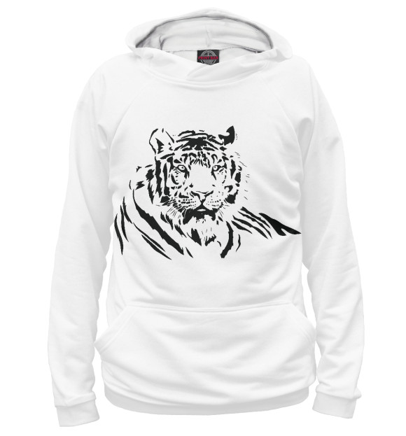 Мужское худи с изображением Tiger цвета Белый