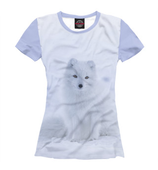 Женская футболка Полярная лиса и снег