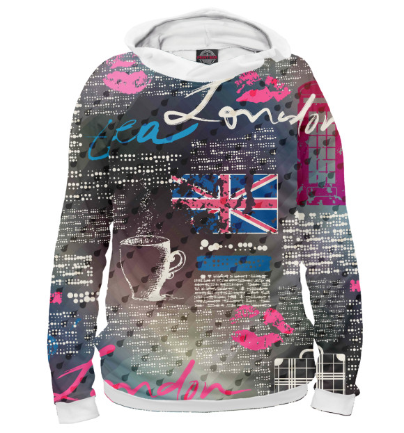 Женское худи с изображением London цвета Белый