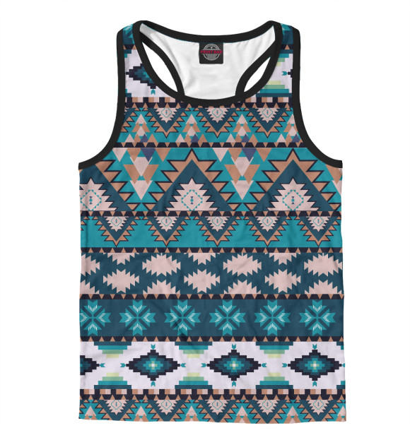 Мужская майка-борцовка с изображением Ацтекский узор цвета Белый