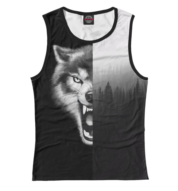 Майка для девочки с изображением Волк цвета Белый