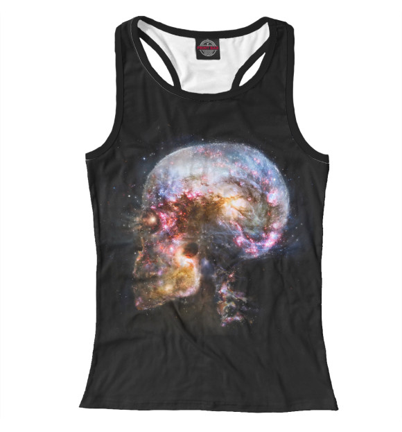 Женская майка-борцовка с изображением Космический череп цвета Белый