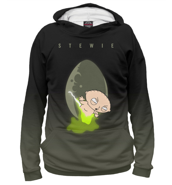 Мужское худи с изображением Stewie Griffin Alien цвета Белый