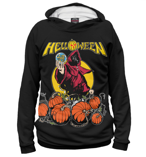 Мужское худи с изображением Helloween цвета Белый