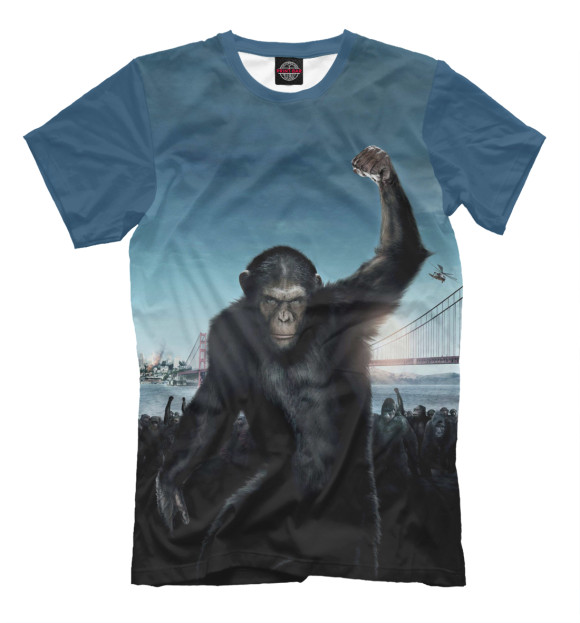 Мужская футболка с изображением Восстание планеты обезьян цвета Серый