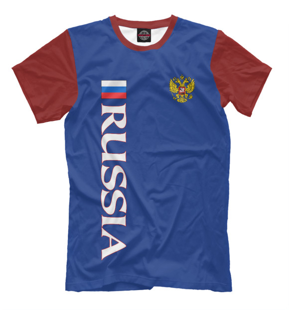 Мужская футболка с изображением Россия цвета Грязно-голубой