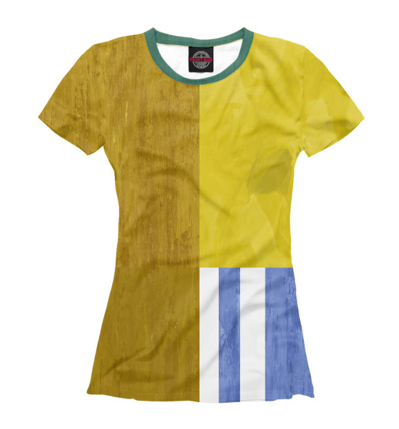 Футболка для девочек с изображением Атлет Малевича желтый цвета Белый