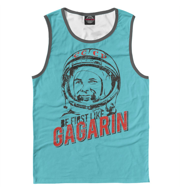 Майка для мальчика с изображением Будь первым как Гагарин цвета Белый