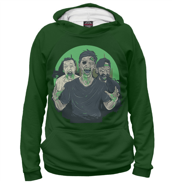 Мужское худи с изображением Зомби цвета Белый