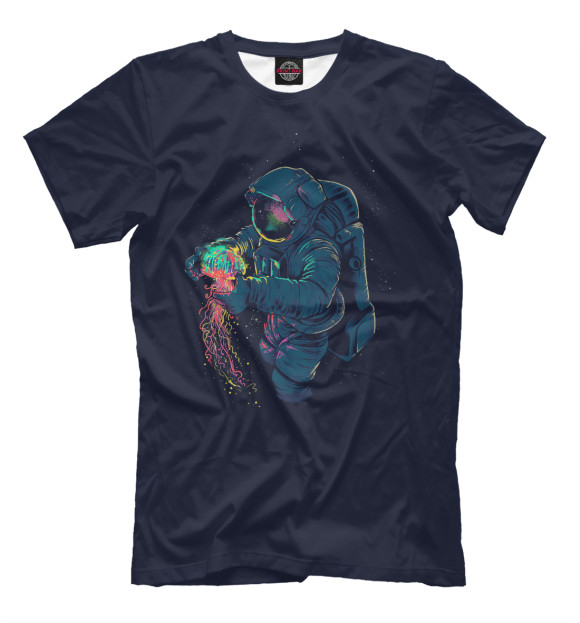 Мужская футболка с изображением Космическая медуза цвета Черный