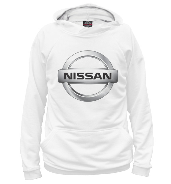 Мужское худи с изображением Nissan цвета Белый