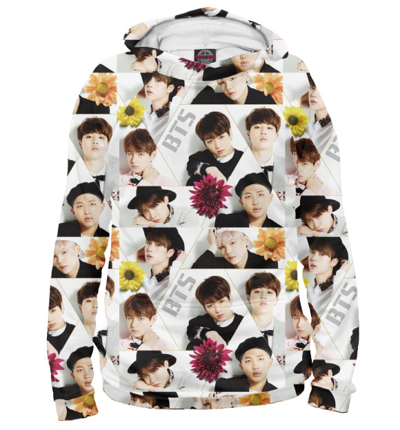 Мужское худи с изображением BTS цвета Белый