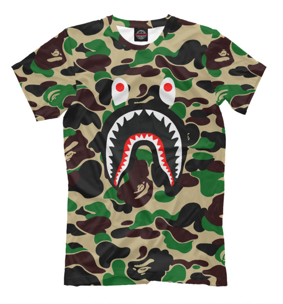 Мужская футболка с изображением Bape Shark цвета Молочно-белый