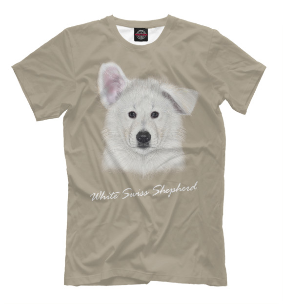 Мужская футболка с изображением White swiss shepherd цвета Белый