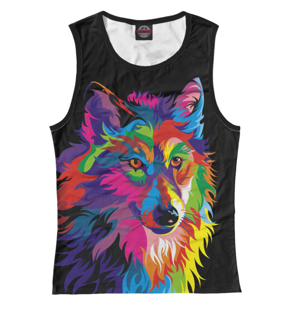 Майка для девочки с изображением Волк цвета Белый