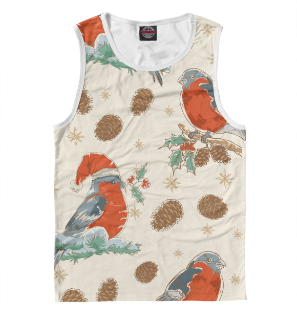 Майка для мальчика с изображением Снегири цвета Белый
