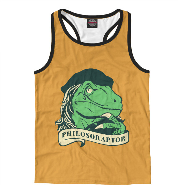 Мужская майка-борцовка с изображением Филосораптор цвета Белый