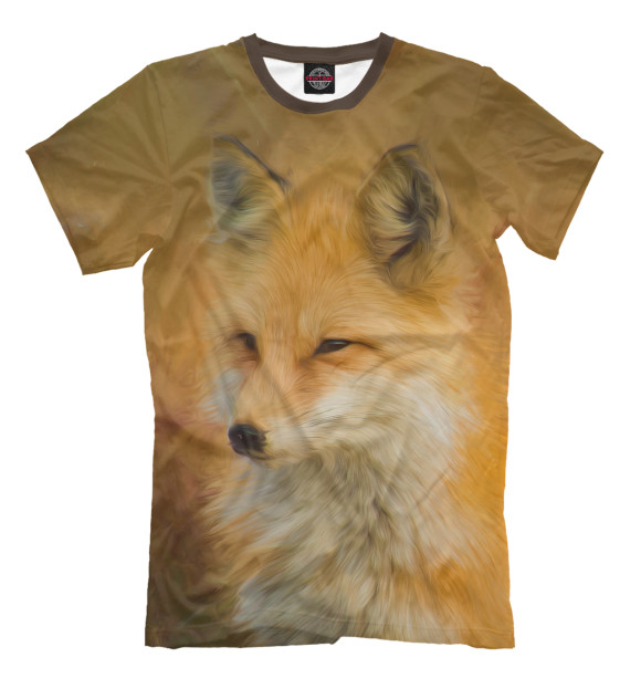 Мужская футболка с изображением Мудрая лиса цвета Светло-коричневый