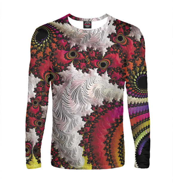 Мужской лонгслив с изображением Color fractal abstraction цвета Белый