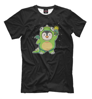 Мужская футболка Пингвин в костюме дракона символ 2024