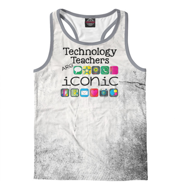 Мужская майка-борцовка с изображением Tech teachers are iconic цвета Белый