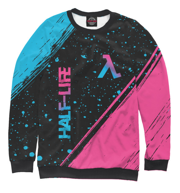 Женский свитшот с изображением Half-Life Neon Gradient (полосы) цвета Белый