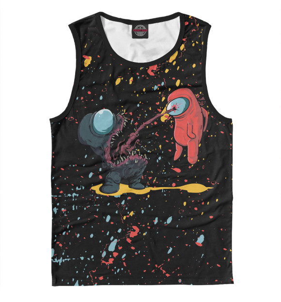 Мужская майка с притом Among Us цвета Белый Мужская майка с изображением Among Us цвета Белый