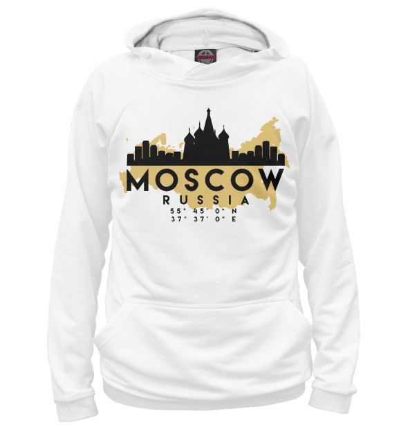 Худи для девочки с изображением Москва (Россия) цвета Белый