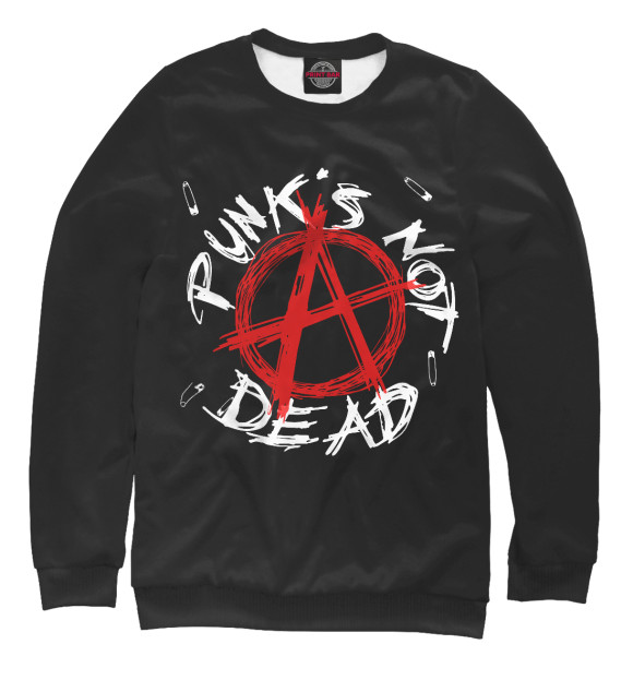 Свитшот для мальчиков с изображением Punks not Dead цвета Белый