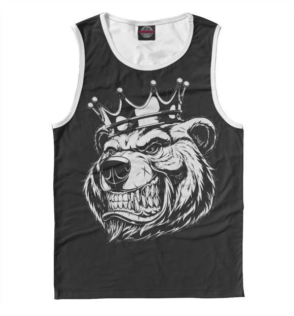 Майка для мальчика с притом Медведь король цвета Белый Майка для мальчика с изображением Медведь король цвета Белый