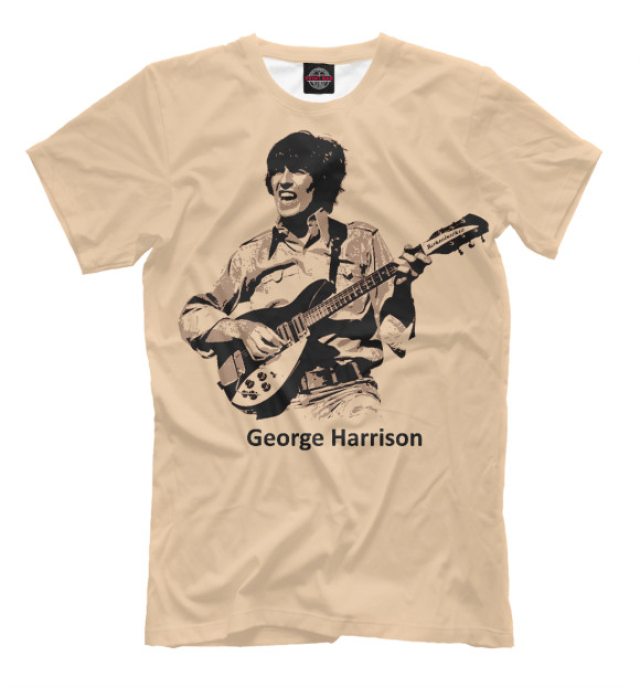 Мужская футболка с изображением George Harrison цвета Бежевый