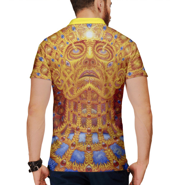 Мужское поло с изображением ФАНТАЗИ ГЛАЗ цвета Белый