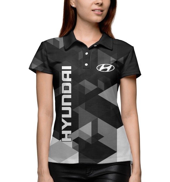 Женское поло с изображением HYUNDAI цвета Белый