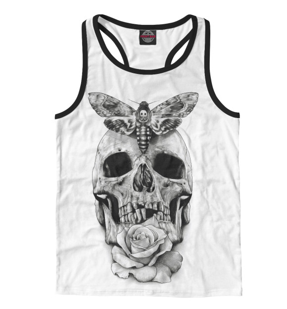 Мужская майка-борцовка с изображением череп цвета Белый