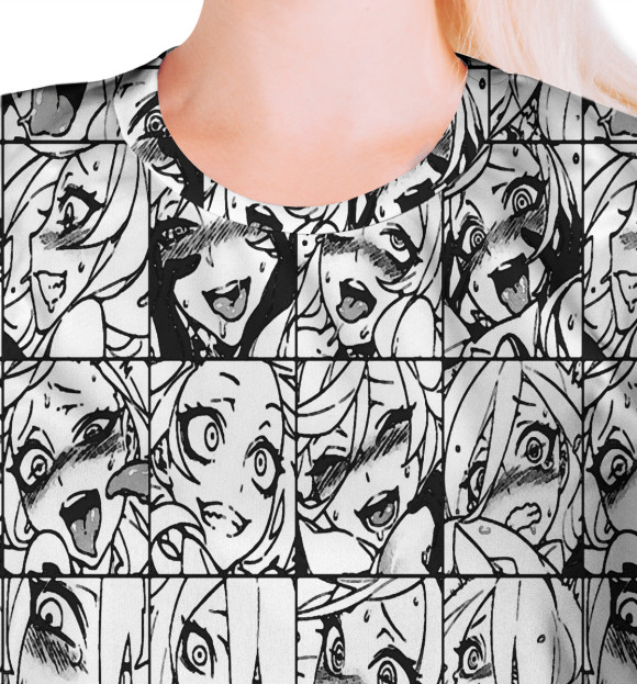 Футболка для девочек с изображением Ahegao | Ахэгао цвета Белый