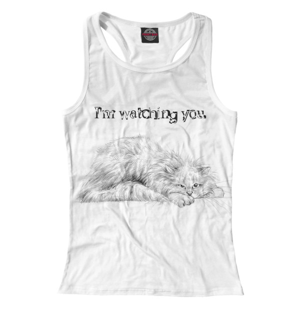 Женская майка-борцовка с изображением Котэ цвета Белый