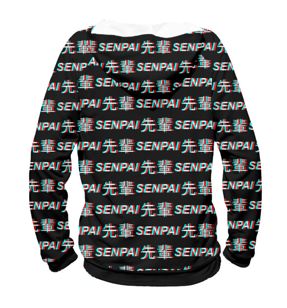 Мужское худи с изображением Senpai glitch цвета Белый