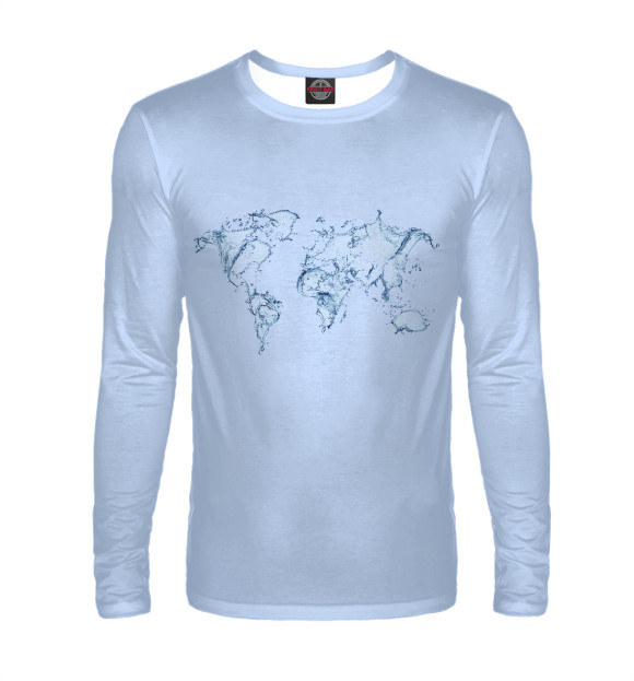 Мужской лонгслив с изображением Ocean world цвета Белый