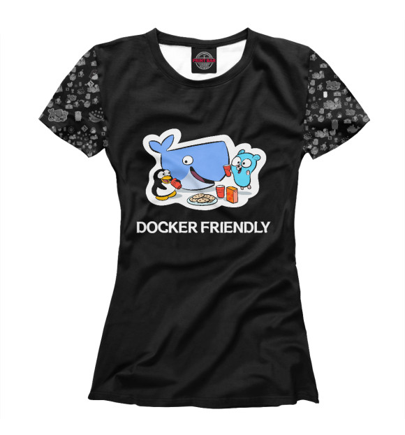 Женская футболка с изображением docker-friendly цвета Белый