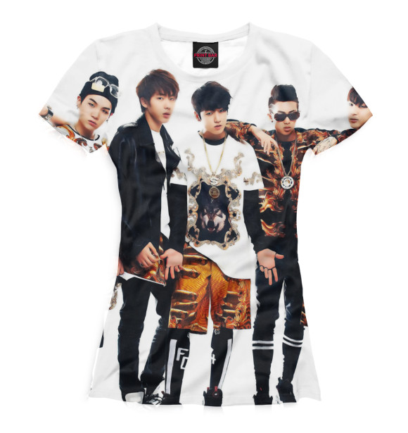 Футболка для девочек с изображением BTS цвета Белый