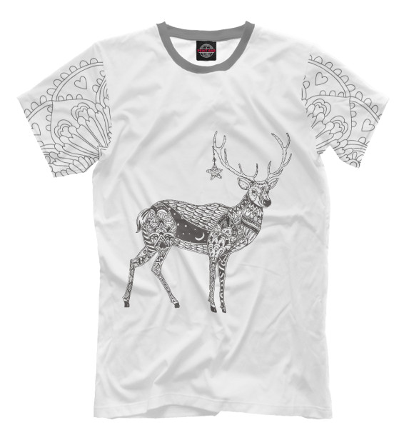 Футболка для мальчиков с изображением Арт олень цвета Молочно-белый