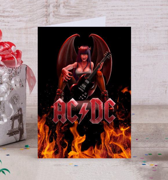 Открытка с притом AC/DC цвета Белый Открытка с изображением AC/DC цвета Белый