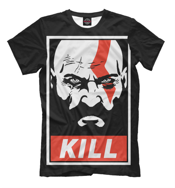 Мужская футболка с изображением Кратос Kratos God of War цвета Черный