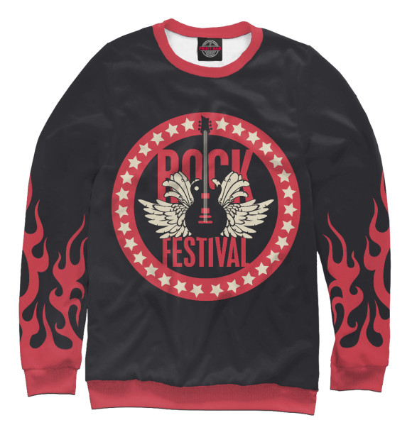 Мужской свитшот с изображением Рок-фестиваль цвета Белый