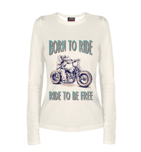 Женский лонгслив с изображением Дорога-свобода цвета Белый