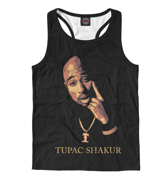 Мужская майка-борцовка с изображением TUPAC SHAKUR цвета Белый