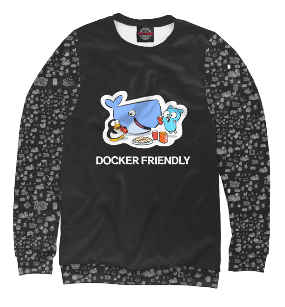 Свитшот для девочек с изображением docker-friendly цвета Белый