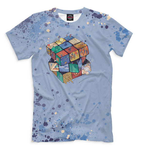 Мужская футболка с изображением Кубик Рубика цвета Белый